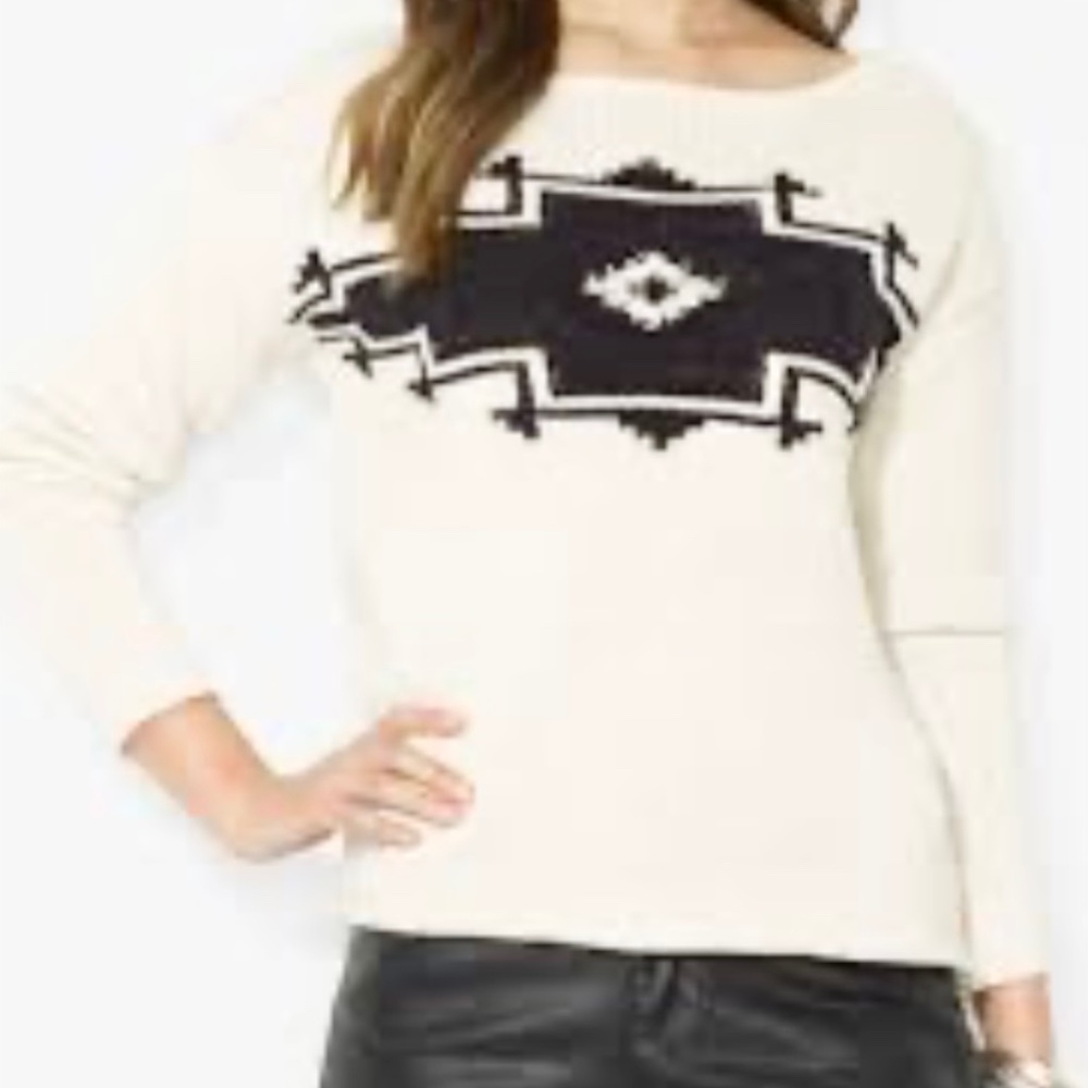 LRL Ralph Laurent‎ Boat-Neck Intarsia Sweater Womens L 100% Cotton